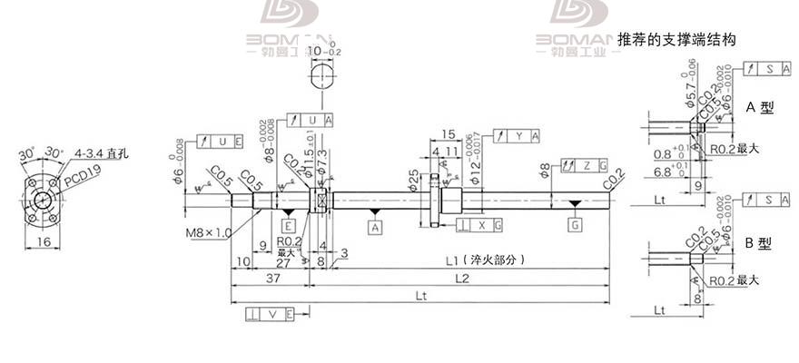 KURODA DP0801JS-HDNR-0180B-C3S 精密黑田精工滚珠丝杠